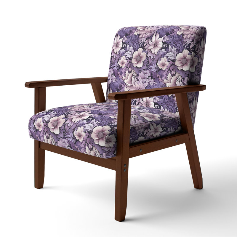 Eerie Elegance Moody Patterns - Upholstered Cottage Accent Arm Chair, Brown Square Arms