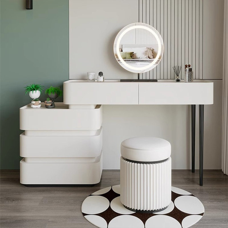 Makeup Vanity with Light mirror,5 drawers,Power Outlet