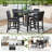 5 Piece Counter Height Table Set, Wooden Kitchen Table Set With Square Table And 4 Upholstered Chairs, Counter Height Dining Table With Crystal Decoration And Chair Set For Kitchen, Dining Room,Black
