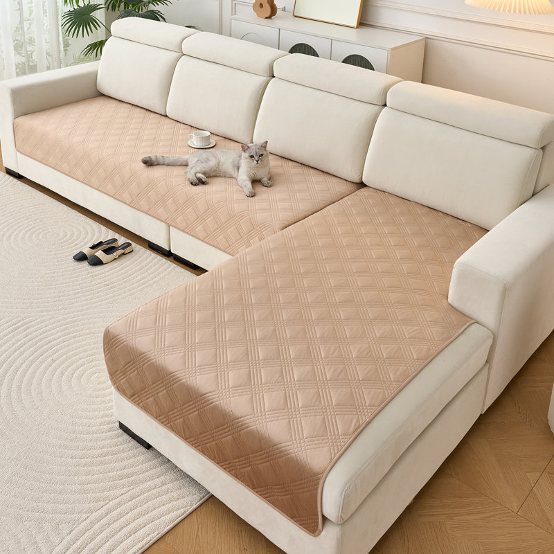 Housse de coussin matelassée en L 2 pièces pour canapé, protection de canapé modulaire antidérapante adaptée aux animaux de compagnie, lavable à la machine