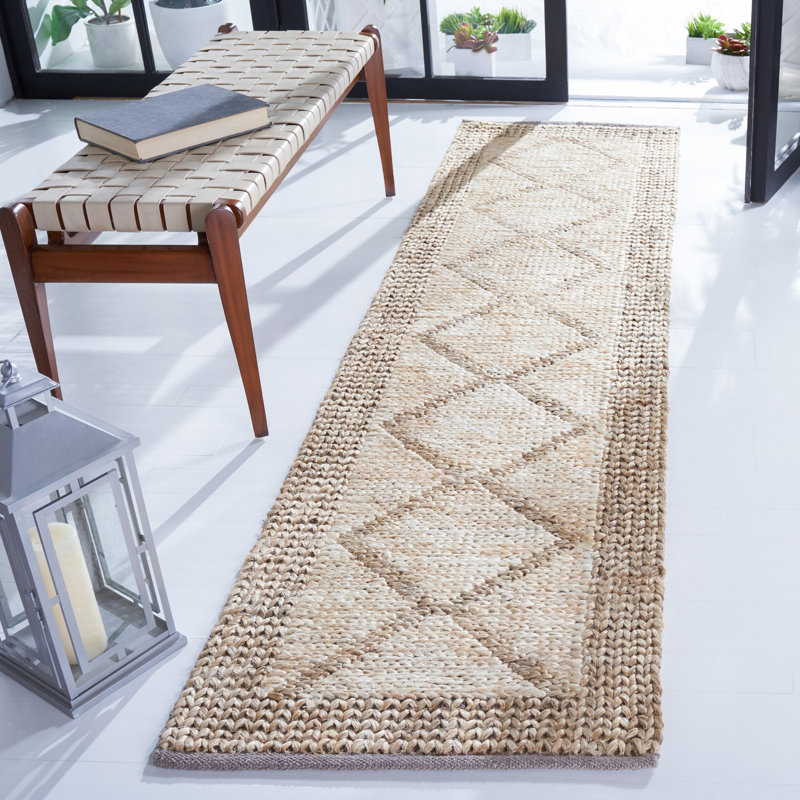 Kilim Hand Woven Jute Geometric Rug, Runner 2'3" x 9'