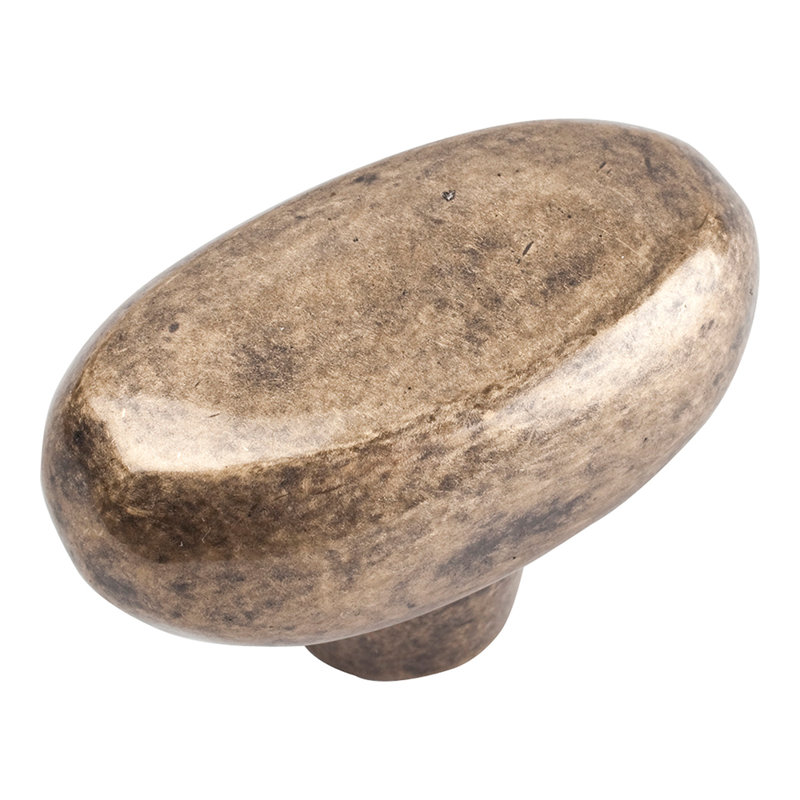 Distressed 1 11/16" Length Oval Knob, Champagne