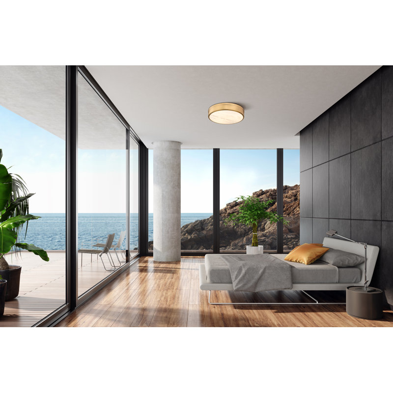 Dustie LED Flush Mount, Rubbed Brass