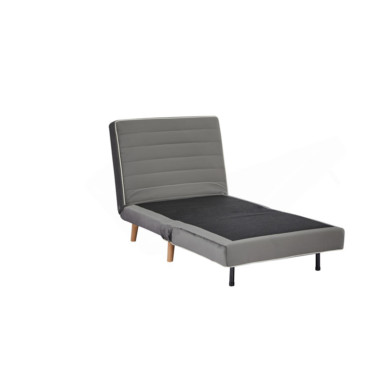Fauteuil-lit moderne en velours pliable avec passepoil - dossier réglable à 3 positions, se transforme en lit en 10 secondes, comprend un oreiller, un canapé-lit gris pour économiser de l'espace