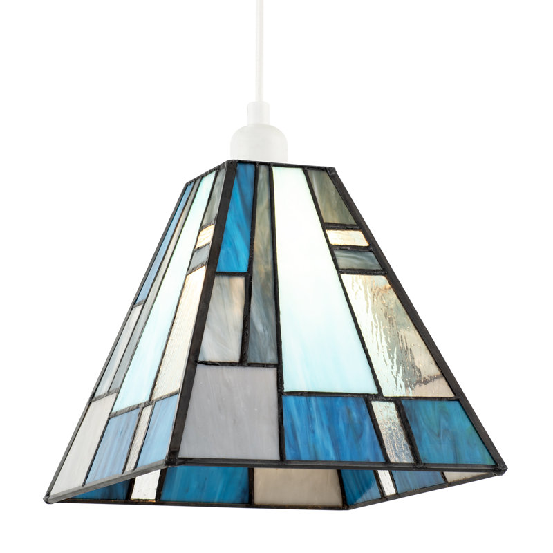 18cm H Glass Square Pendant Shade ( Screw On ), Blue