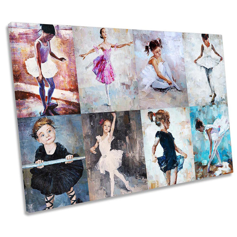 Ballerina Dancers Collage - Wrapped Canvas Painting, 61cm H x 91.4cm W 