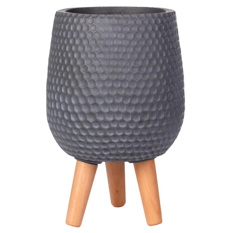 Honeycomb Style Egg Planter with Feet, Dark Grey, 34cm H x 22cm W x 22cm D