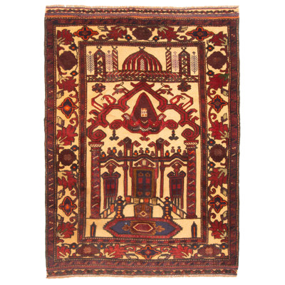 Tajik Caucasian Beige Rug 3'4" x 4'7"