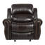  Fauteuil inclinable manuel en similicuir de 43 pouces de large, brun
