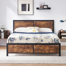 Kempst Platform Bed Frame with Wooden Headboard, Heavy Duty Steel Slats Support, No Box Spring Needed