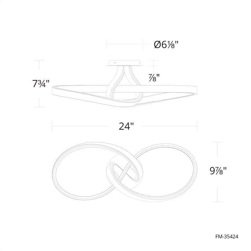Mobius LED Semi-Flush Mount, Chrome