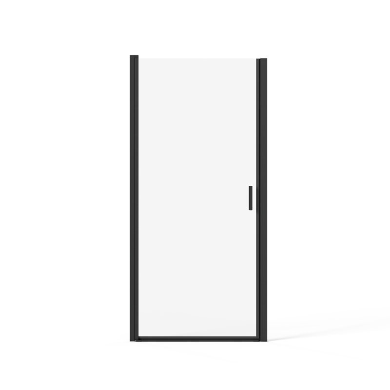 Lila 34" - 35.2'' W X 72"H Pivot Frameless Shower Door with Clear Tempered Glass, Black