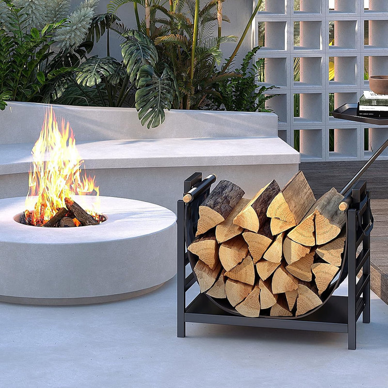 Porte-bûches de 18 po avec support en toile, pour foyer intérieur et foyer extérieur