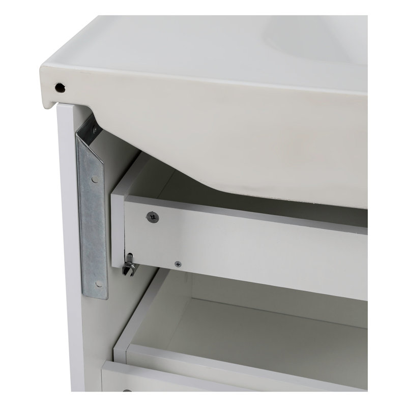 Latrinity 39.6'' Single Bathroom Vanity with Ceramic Top with Mirror