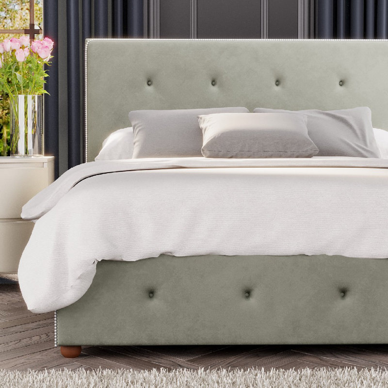 Upholstered Ottoman Bed, Super King (6'), Duck Egg