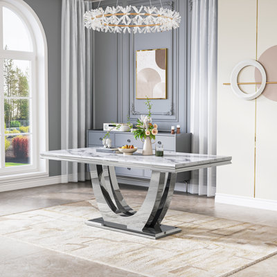 Rectangular 70.08'' L X 35.04'' W Restaurant Dining Table