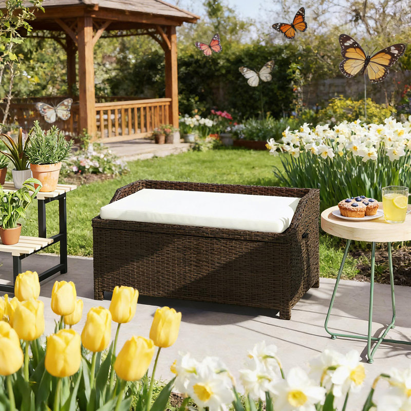 Boîte de rangement, banc de rangement extérieur en osier