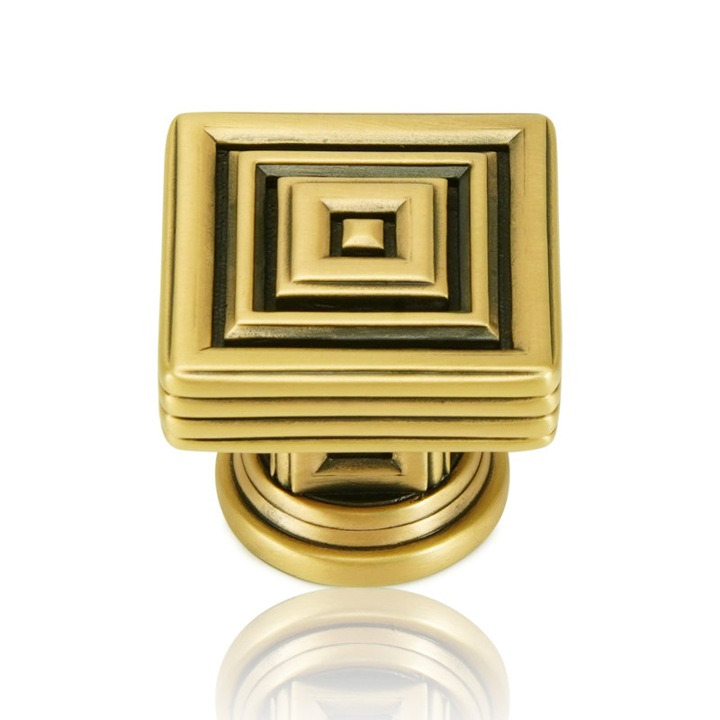 INNSBRUCK SQUARE KNOB ANTIQUE NICKEL FINISH, Gold, 1 1/3"