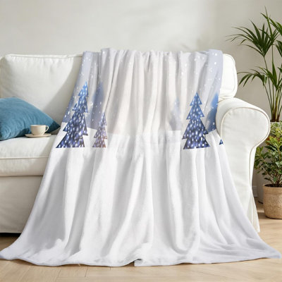 Blue Ultra Soft Flannel Fleece Throw Blanket,New Year Single-Sided Print
