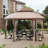 Sunjoy 13.5 ft. x 13.5 ft. Brown Steel Gazebo with 2-tier Tan and Brown Dome Canopy