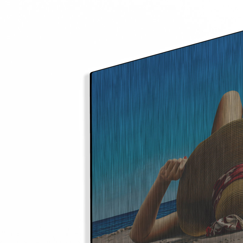 Art mural en métal luxueux «Sunhat» par Paul Kelley, 16 po x 12 po