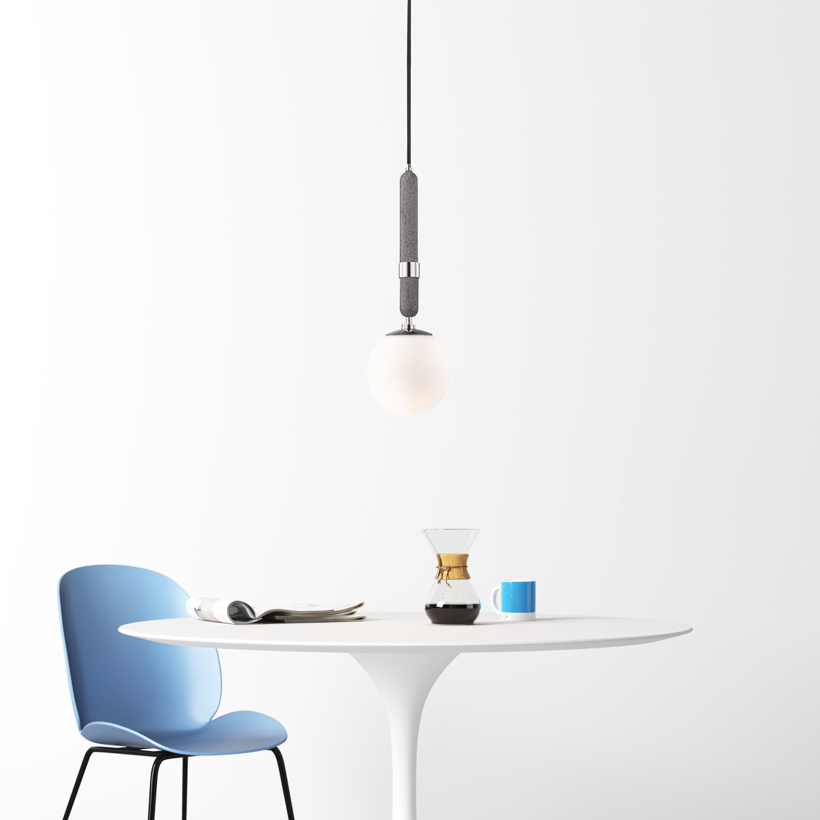 Harley Single Light Glass Pendant, 26.75" H x 9.5" W x 9.5" D, Polished Nickel