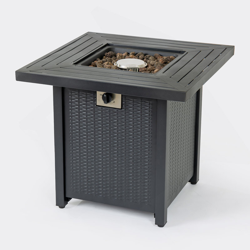 28-Inch Iron Square Propane Fire Pit Table