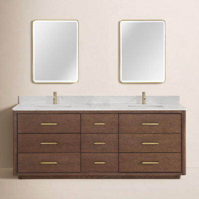 Ensemble de meuble-lavabo double 84 "avec miroir Porto