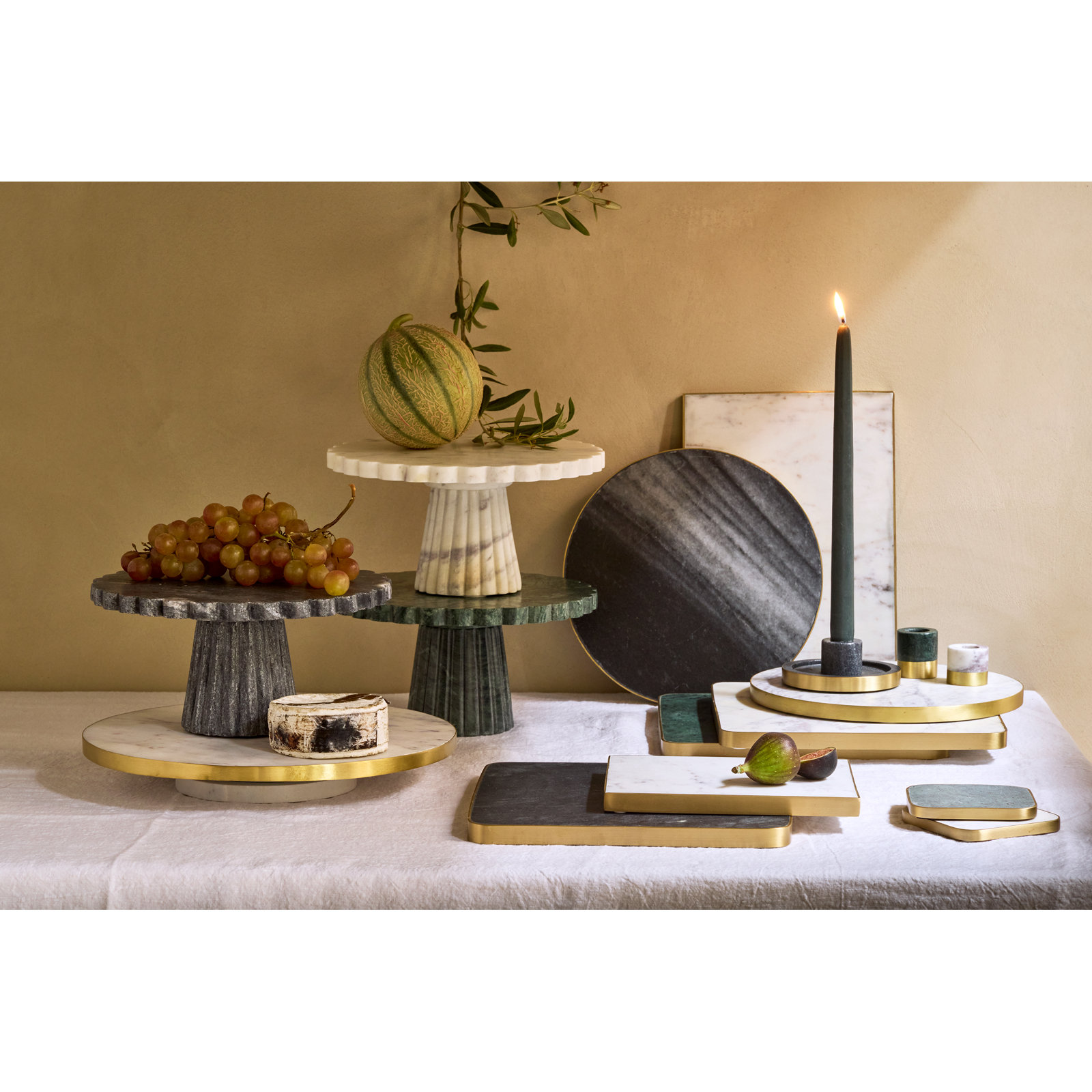 Canvas Home Verona Genuine Marble Cake Stand, White