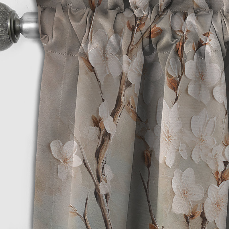 Rideau occultant Minimalisme Cherry Blossom III blanc et gris - 1 panneau, L 52 po x L 84 po