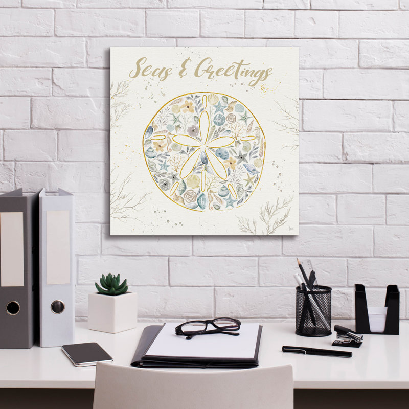 «Seaside Blossoms IV Blue Greetings» par Jess Aiken, art mural sur toile, 18 po x 18 po, H 18 po x l 18 po x P 0,75 po