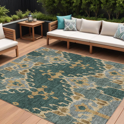 Tapis intérieur lavable ikat gris 9 pi x 12 pi