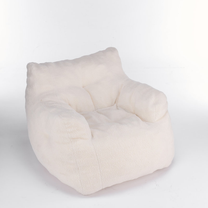 Medium Bean Bag Chair, Cream White Teddy