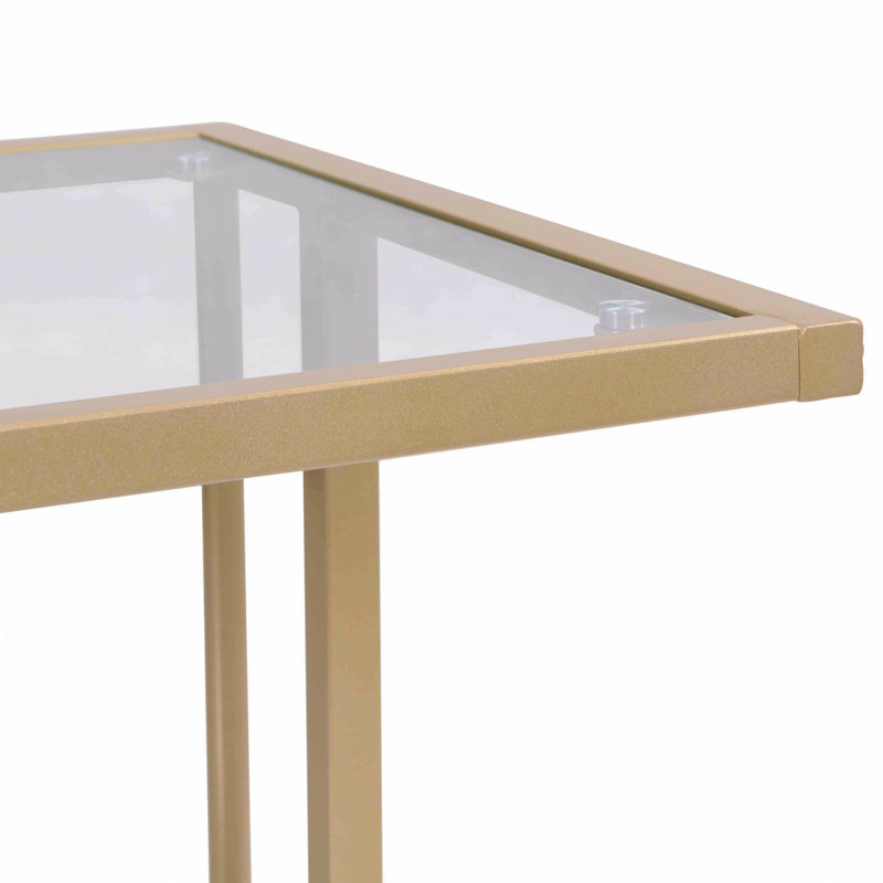 Table d'appoint Golden, table de bout en verre acrylique à 2 niveaux