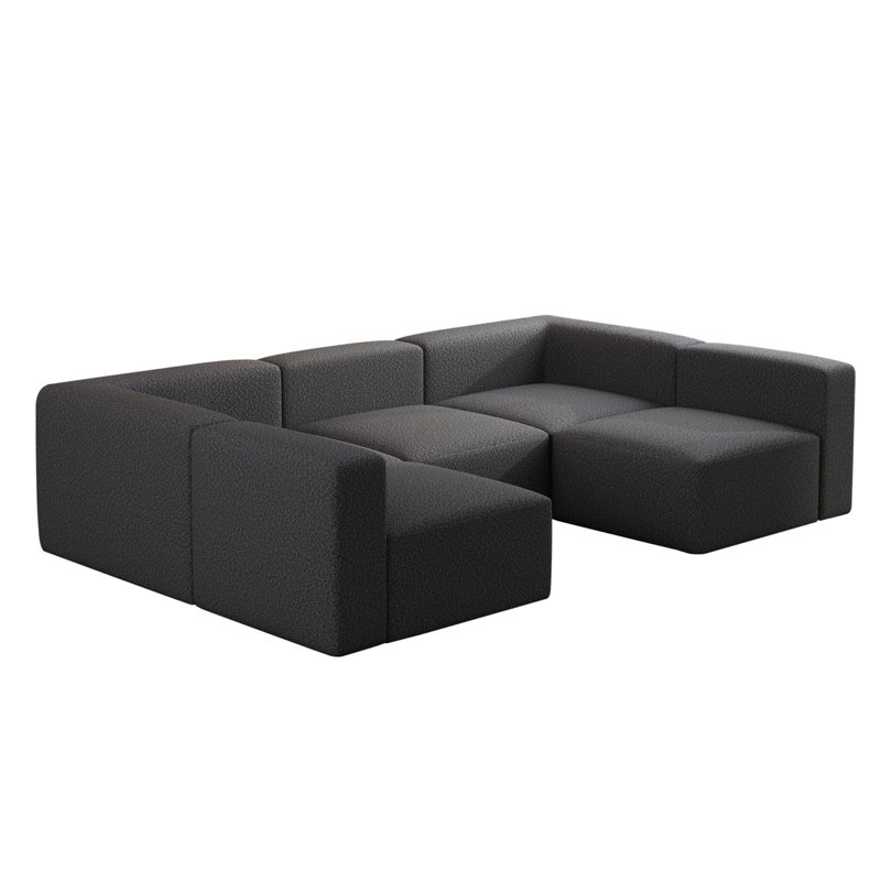 Canapé-lit modulaire modulaire, Molleton gris foncé