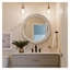 Miroir mural rond en bois de 90 cm (35,43 po) avec détails perlés, fini naturel antique, idéal pour l'entrée, la chambre à coucher et le salon.
