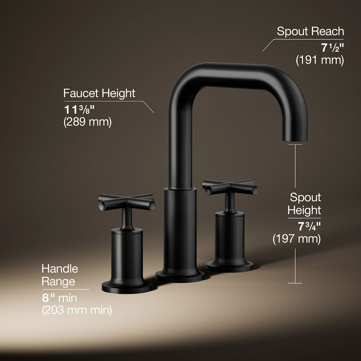 Purist Deck Bath Faucet Trim with Cross Handles, Matte Black