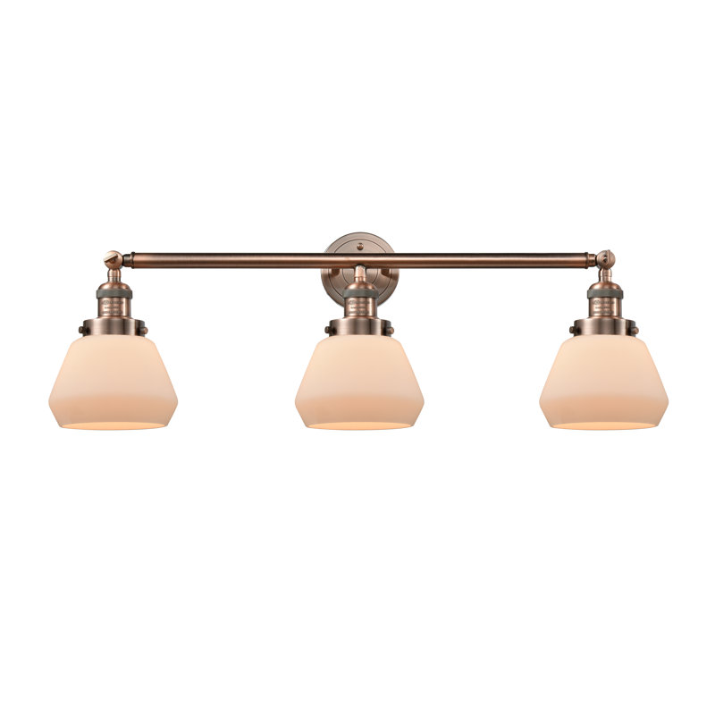 Chill 3 - Light Dimmable Vanity Light, Matte White, Antique Copper, 6 Watt Vinage LED Bulb