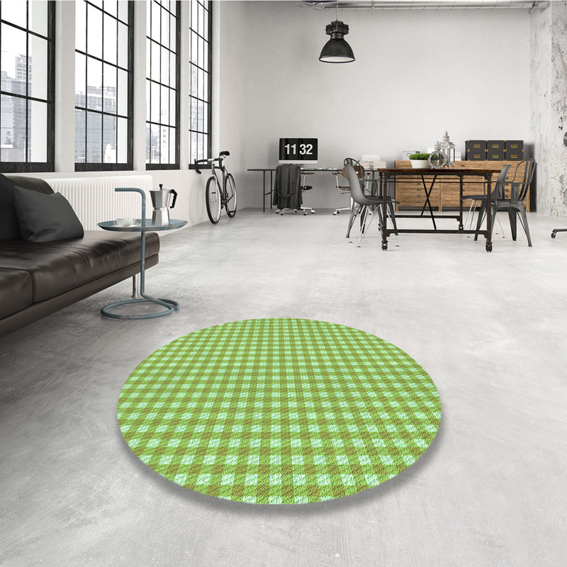 Tapis 100% à motifs lavables à la machine 2989 Pat692-GRN, Rond 3 pi