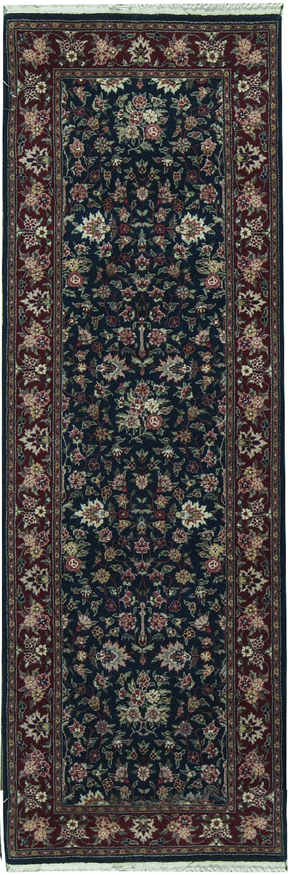 Bokara Rug Co., Inc. Hand-Knotted High-Quality Navy and Wine Runner ...