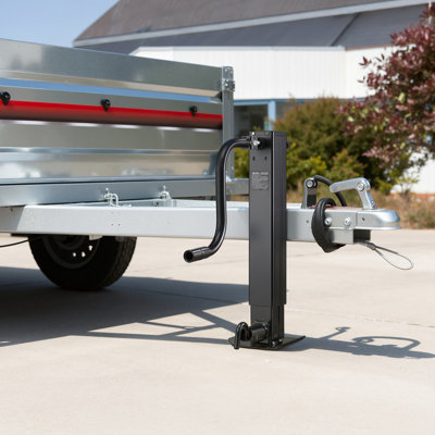 Heavy-Duty Trailer Jack, 12,000 lbs Load Capacity, Sidewind Square Direct Weld-on Trailer Jack with Handle Crank, Adjustable Drop Leg, 26-Inch Travel for Lifting RV, Utility, Yacht Trailers