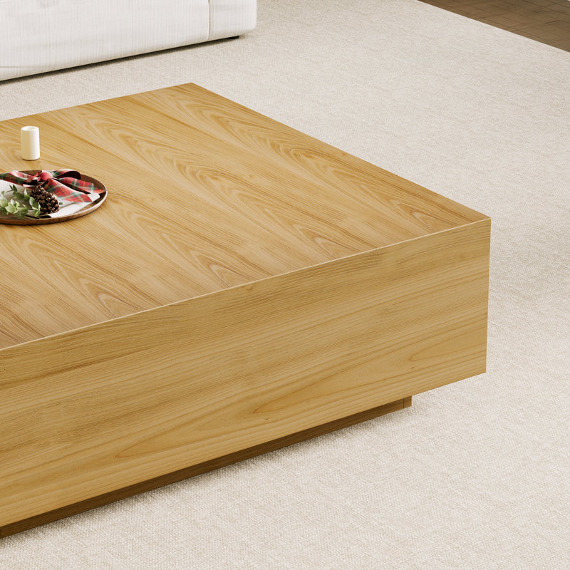 Wood Square Coffee Table, 15" H x 47" L x 47" D