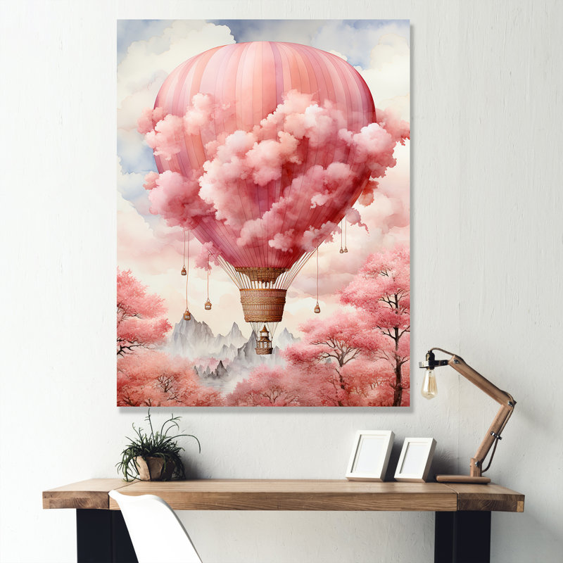 «Pink Whimsical Balloon Magic» sur impression sur toile, Toile tendue, H 20 po x l 12 po x P 1 po