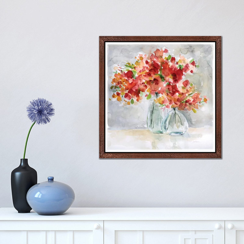 Arrangement by Carol Robinson - Painting, 66.04 cm H x 66.04 cm W, Brown Floater Framed