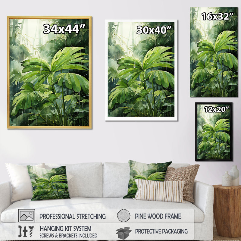 «Mossy Morning Palms I», reproduction sur toile, Toile tendue, H 44 po x l 34 po x P 1,5 po
