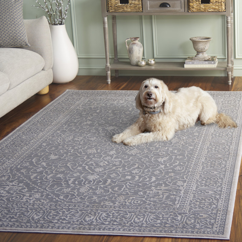 Calidia Floral Light Gray/Cream Area Rug, Rectangle 5'1" x 7'6"
