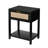 Wood Nightstand Mid-Century Modern End Table with Storage Drawer Rattan Bedside Table