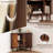 Fluted Corner Cabinet With Sliding Doors And Adjustable Shelves, Small Corner Floor Cabinet For Living Room, Kitchen