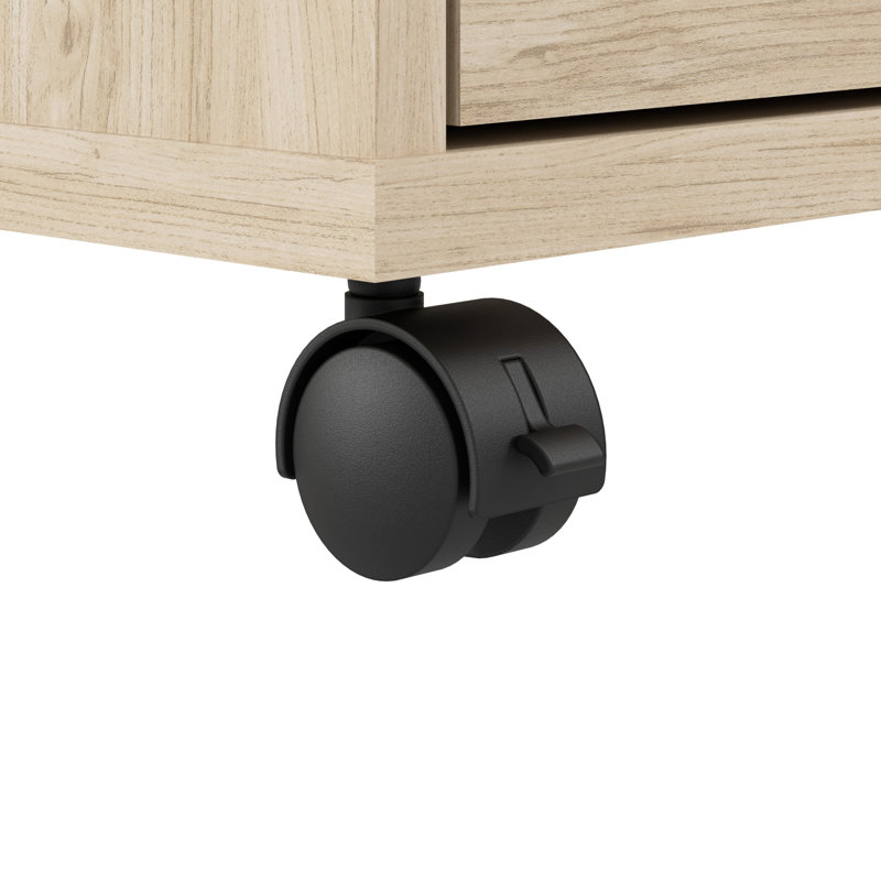Bush Business Furniture Hustle 3 Drawer Rolling File Cabinet With Lock - Assembled, Natural Elm