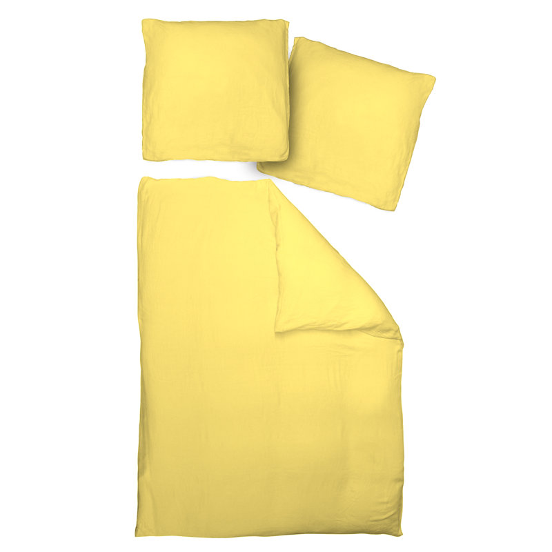 Yvette Solid Colour Duvet Cover Set with Pillowcases, Dark yellow, Single - 1 Pillowcase (80 x 80 cm)